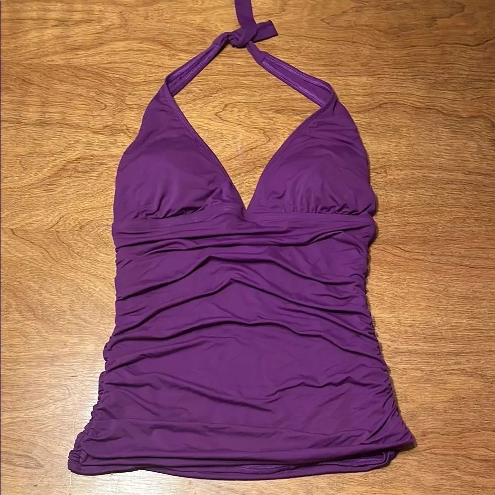 Carmen Marc Valvo Purple Swim Top